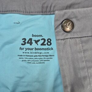 Birddogs Pants Men's 34x28 Gray Lined Boomstick Performance Chino‎ Golf